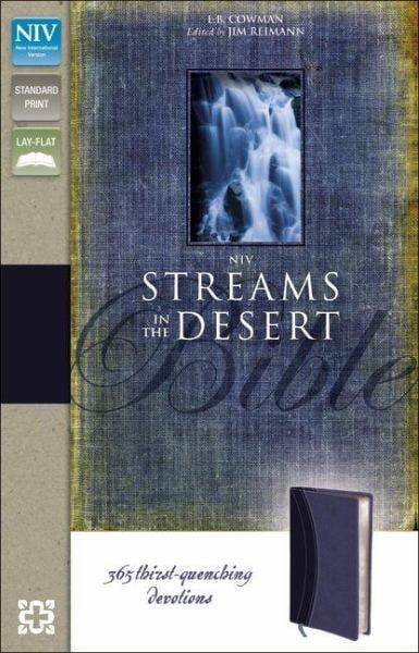 NIV Streams in the Desert Bible: 365 Thirst-Quenching Devotions (Slate Blue Italian Duo-Tone, Gilded-sSlver Page Edges)