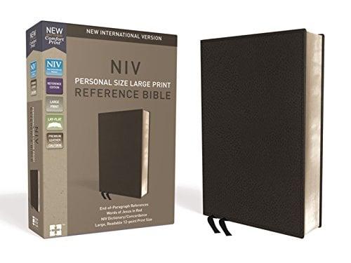 NIV Personal Size Large Print Reference Bible (Black Premium Calfskin Leather)