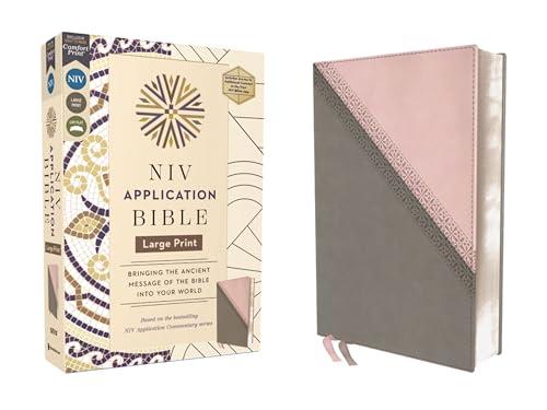 NIV, Large Print, Application Bible (Pink/Gray Leathersoft)