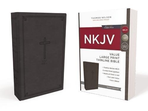 NKJV Value Large Print Thinline Bible (5023, Charcoal Leathersoft)