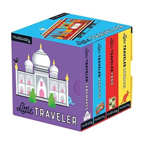 Little Traveler 4 Book Set (Landmarks/Vehicles/Food/Animals)