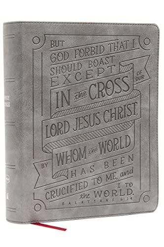 NKJV, Journal Reference Edition Bible, Verse Art Cover Collection (#4933GY - Charcoal Leathersoft)