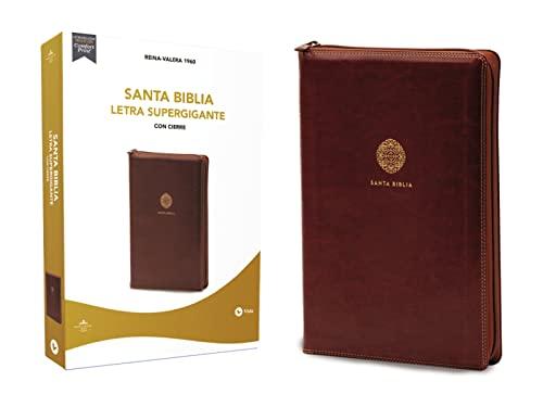 RVR60, Letra Supergigante Santa Biblia Con Cierre (Café Leathersoft)