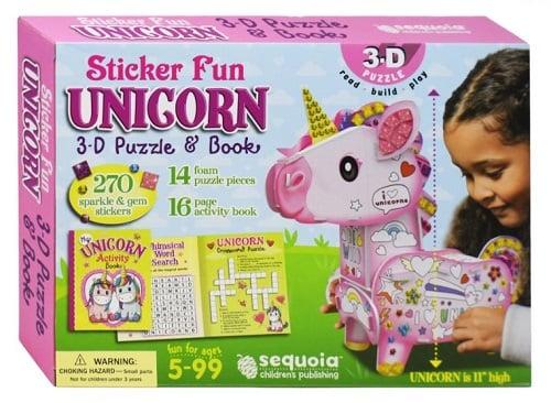 Sticker Fun Unicorn 3-D Puzzle and Book Set
