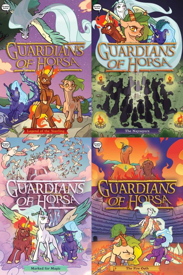 Guardians of Horsa Graphic Novel 4 Book Set (The Legend of the Yearling/The Naysayers/Marked for Magic/The Fire Oath)