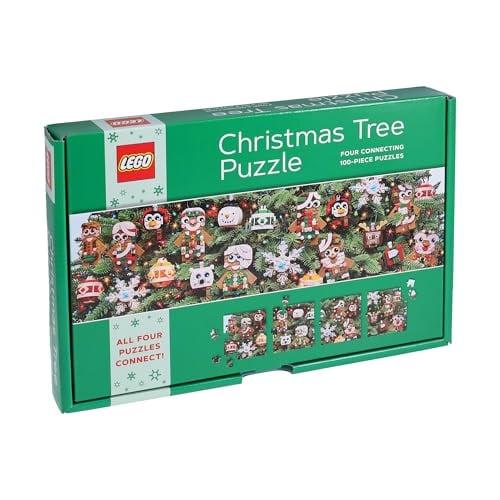 Christmas Tree Puzzle: Four Connecting 100-Piece Jigsaw Puzzles (LEGO)