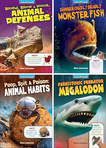 Active Minds: Awful Animal Facts Book Set (Monster Fish/Megalodon/Animal Habits/Animal Defenses)