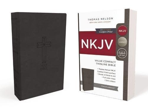 NKJV Value Compact Thinline Bible (6163A, Charcoal Leathersoft)