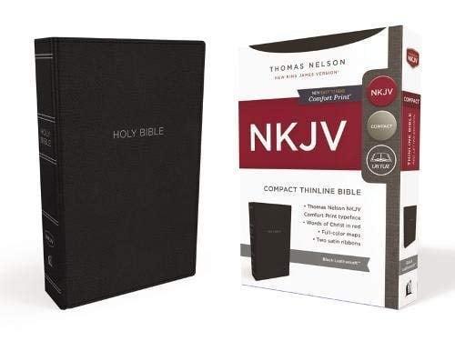 NKJV Compact Thinline Bible (Black Leathersoft)