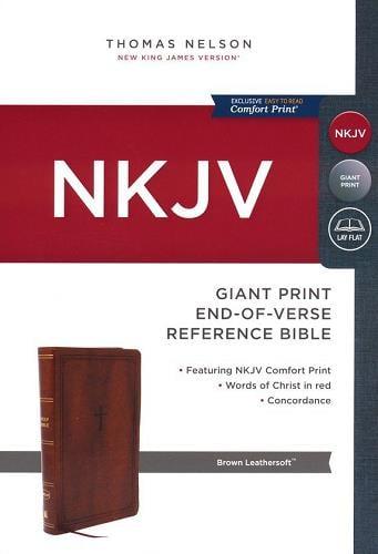 NKJV, Giant Print End-Of-Verse Reference Bible (7123BRN. - Brown Leathersoft)