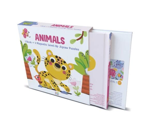 Animals: 1 Book + 3 Magnetic Level-Up Jigsaw Puzzles (Magnetic Level-Up)