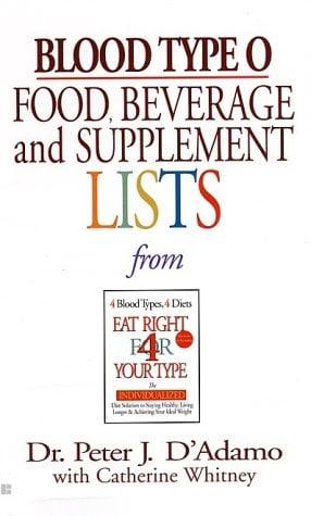 Blood Type O Food, Beverage and Supplement Lists (Eat Right 4 Your Type)
