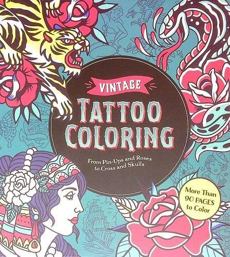 Vintage Tattoo Coloring: From Pin-Ups and Roses to Cross and Skulls