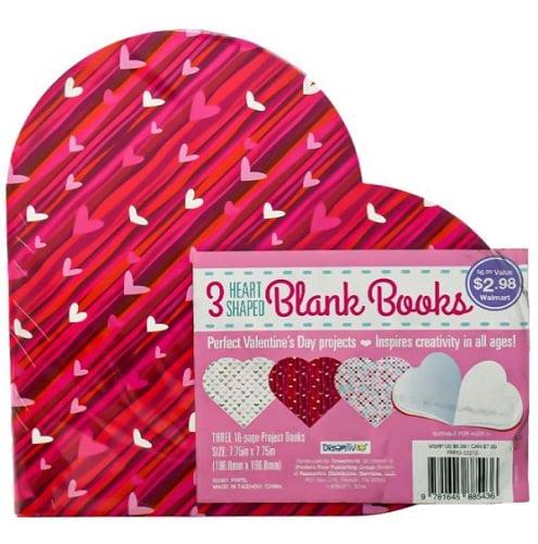 3 Heart Shaped Blank Books (White Heart/Red Heart/Dots)