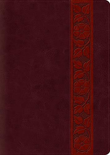ESV, Large Print Study Holy Bible (Thumb Indexed, TruTone Mahogany Trellis Design)