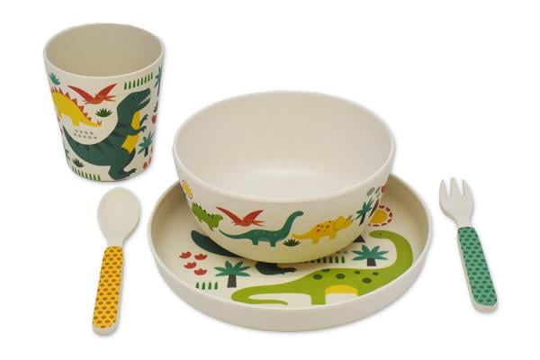 Vaisselle en bambou dinosaures