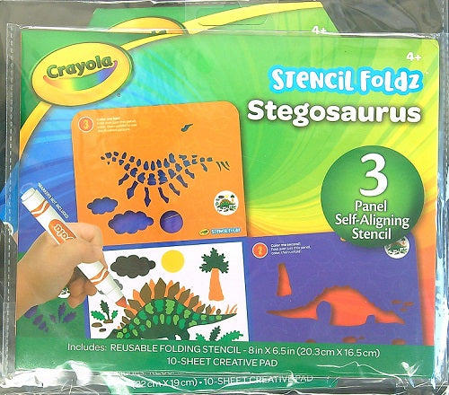 Lot de 2 pochoirs Stencil Foldz (Crayola, Stégosaure/Perroquet)