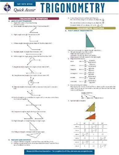 Trigonometry: REA's Quick Access Reference Chart (Quick Access Reference Charts)