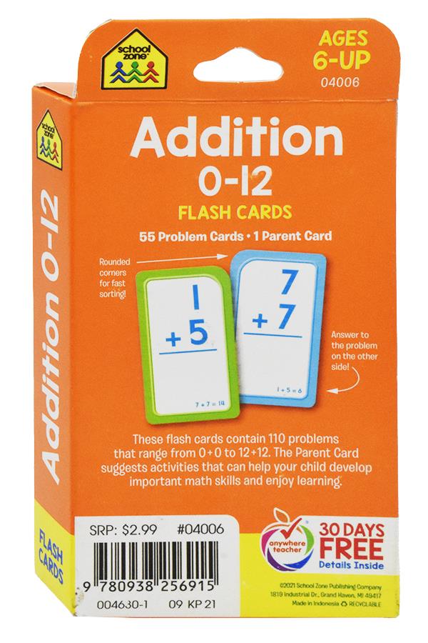 Addition 0-12 Flash Cards