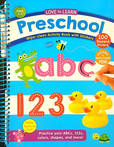 Love to Learn Preschool Wipe-Clean Activity Book With Stickers