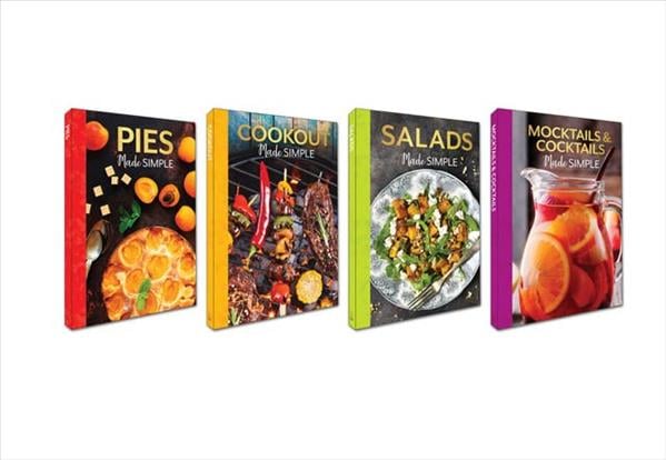 Recipes Made Simple 4 Cookbook Set (Pies/Salads/Mocktails & Cocktails/Cookout)