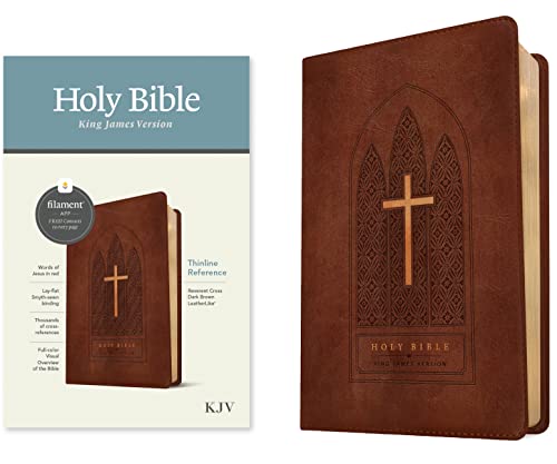 KJV Thinline Reference Bible (Reverent Cross Dark Brown Imitation Leather)