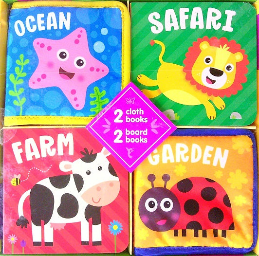 Coffret cadeau 2 livres en tissu/2 livres cartonnés (J'adore apprendre)
