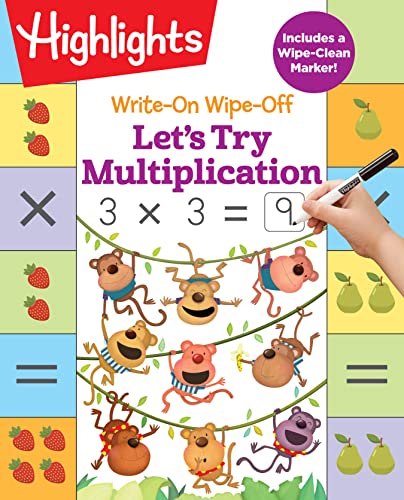Write-On Wipe-Off Let's Try Multiplication Workbook With Marker