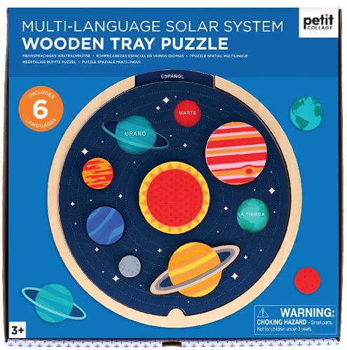 Multi-Language Solar System Wooden Tray Puzzle