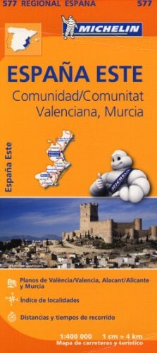 España Este: Comunidad/Comunitat, Valencia, Murcia Mapa de Carreteras Y Turistico (577 Regional España)