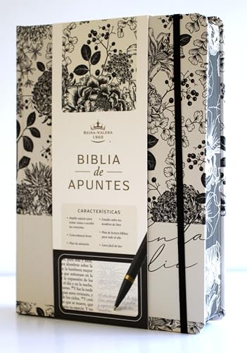 RVR 1960, Biblia de Apuntes (Blanco y Negro con Flores)